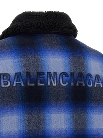 Balenciaga Flannel Bomber Jacket Blue