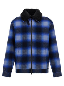 Balenciaga Flannel Bomber Jacket Blue
