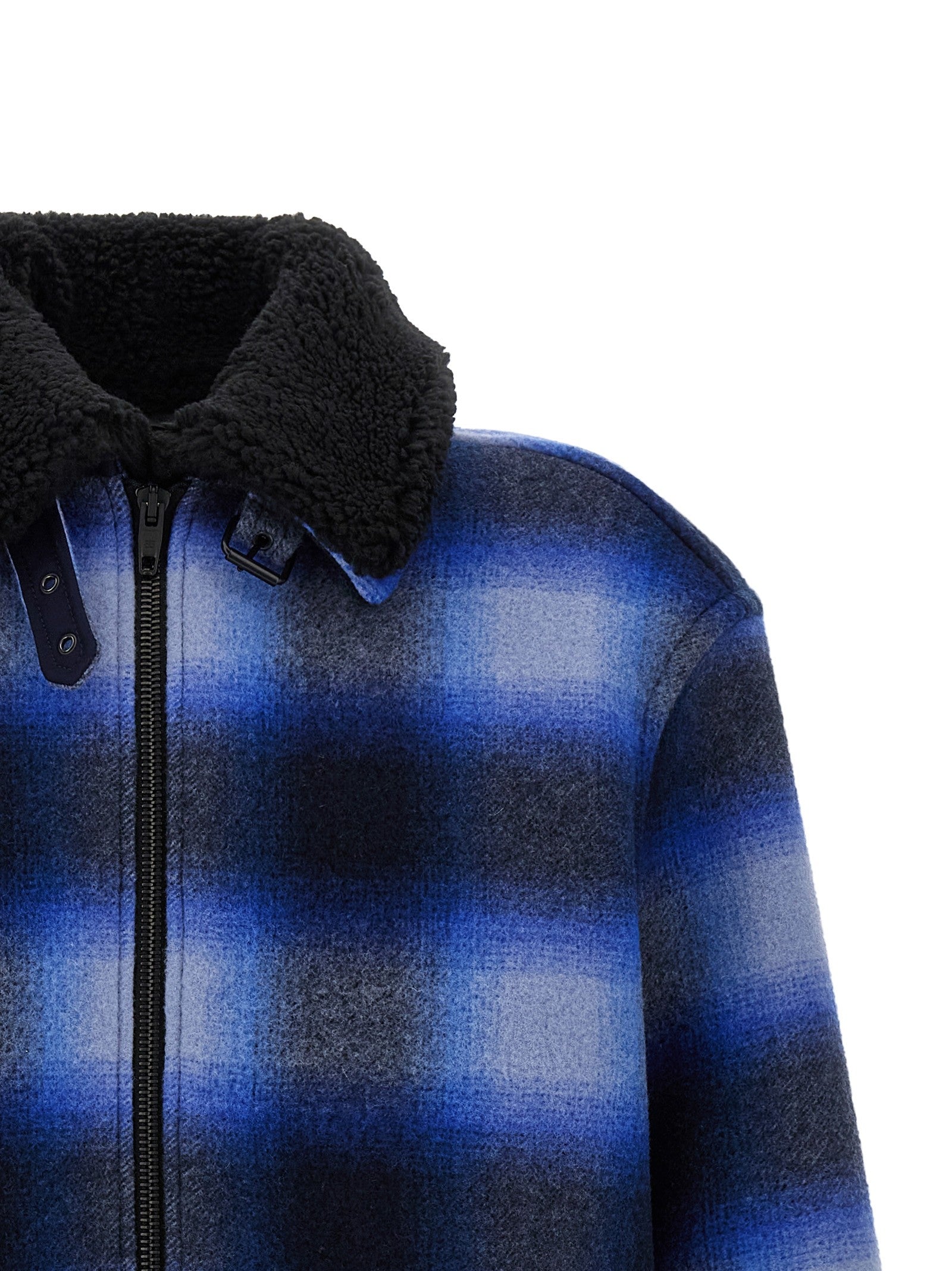 Balenciaga Flannel Bomber Jacket Blue