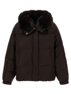 Yves Salomon Flannel Down Jacket Brown, view 2