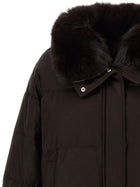 Yves Salomon Flannel Down Jacket Brown, view 4