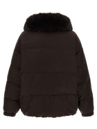Yves Salomon Flannel Down Jacket Brown, view 3