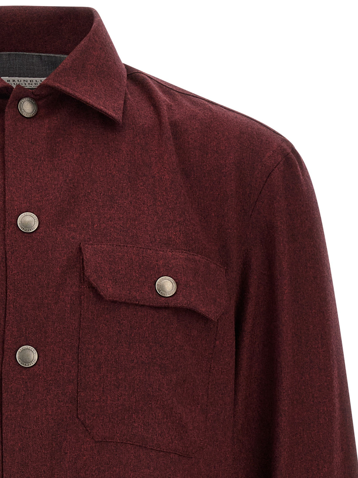 Brunello Cucinelli Flannel Overshirt Red, view 3