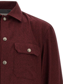 Brunello Cucinelli Flannel Overshirt Red, view 3