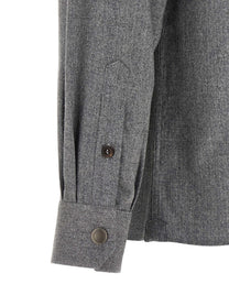 Brunello Cucinelli Flannel Overshirt Grey, view 4