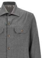Brunello Cucinelli Flannel Overshirt Grey, view 3