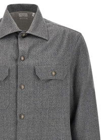 Brunello Cucinelli Flannel Overshirt Grey, view 3