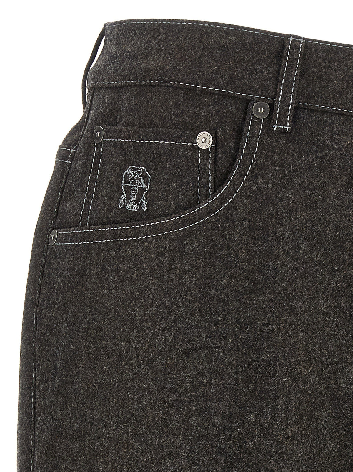 Brunello Cucinelli Flannel Pants Grey, view 5