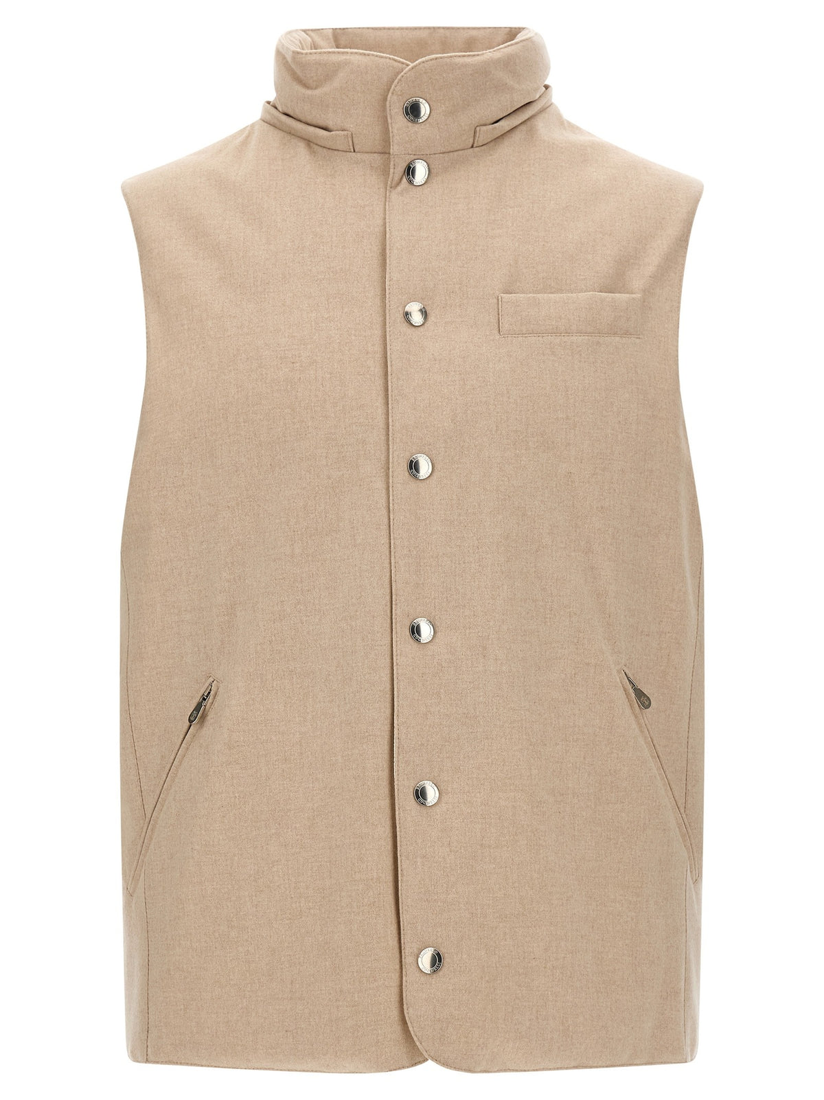 Brunello Cucinelli Flannel Vest Beige, view 2