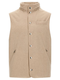 Brunello Cucinelli Flannel Vest Beige, view 2
