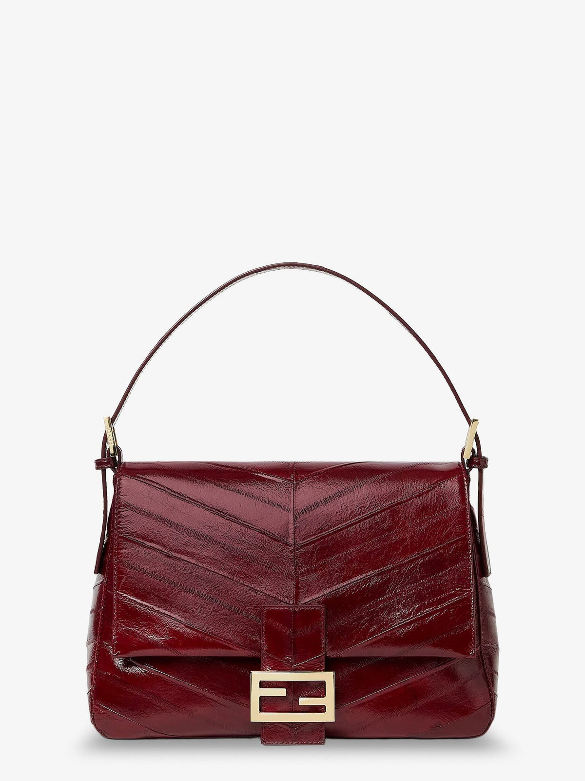 Fendi Women's Flap Missina Leather Shoulder Bag Red