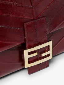 Fendi Women's Flap Missina Leather Shoulder Bag Red