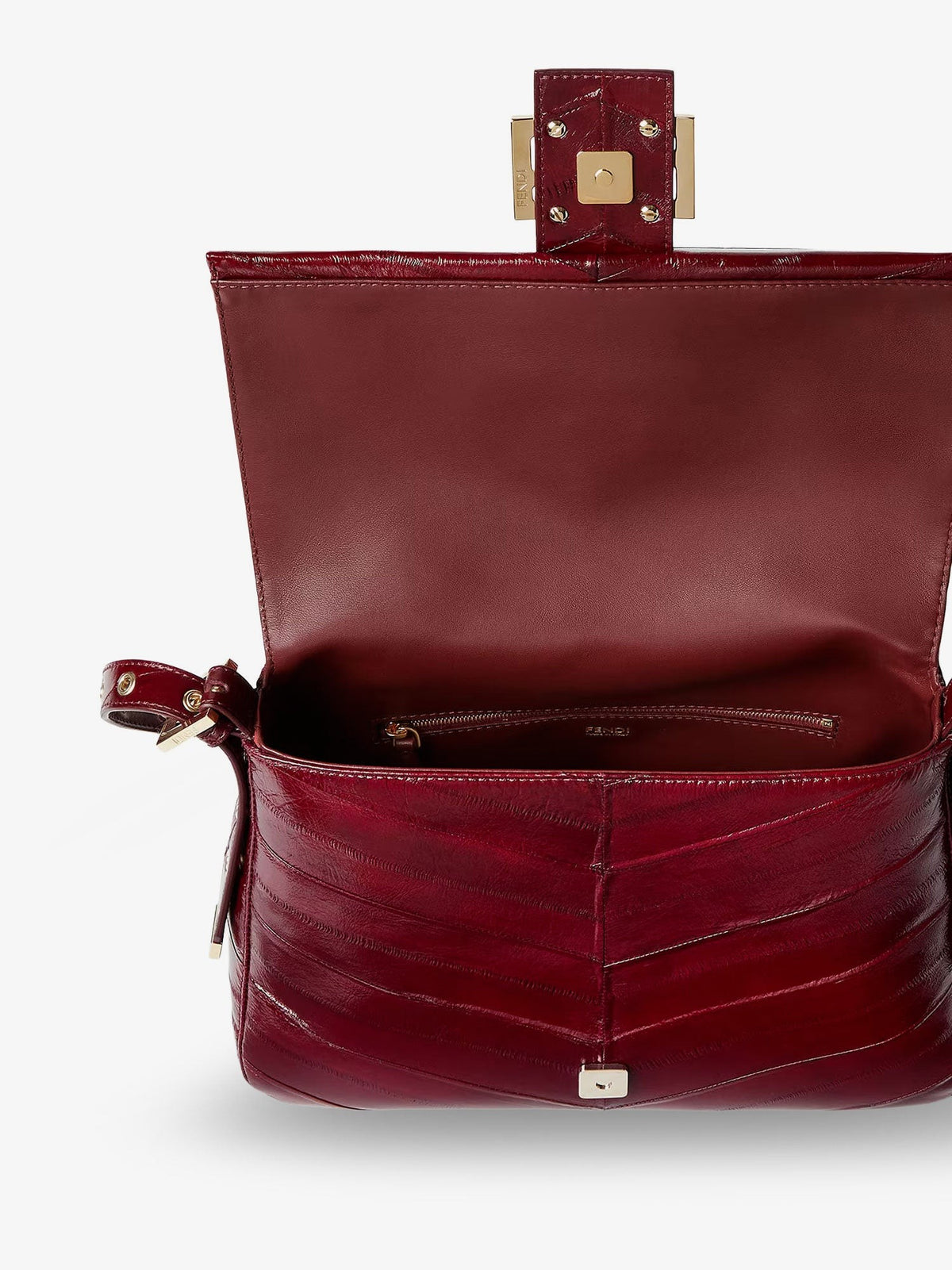 Fendi Women's Flap Missina Leather Shoulder Bag Red