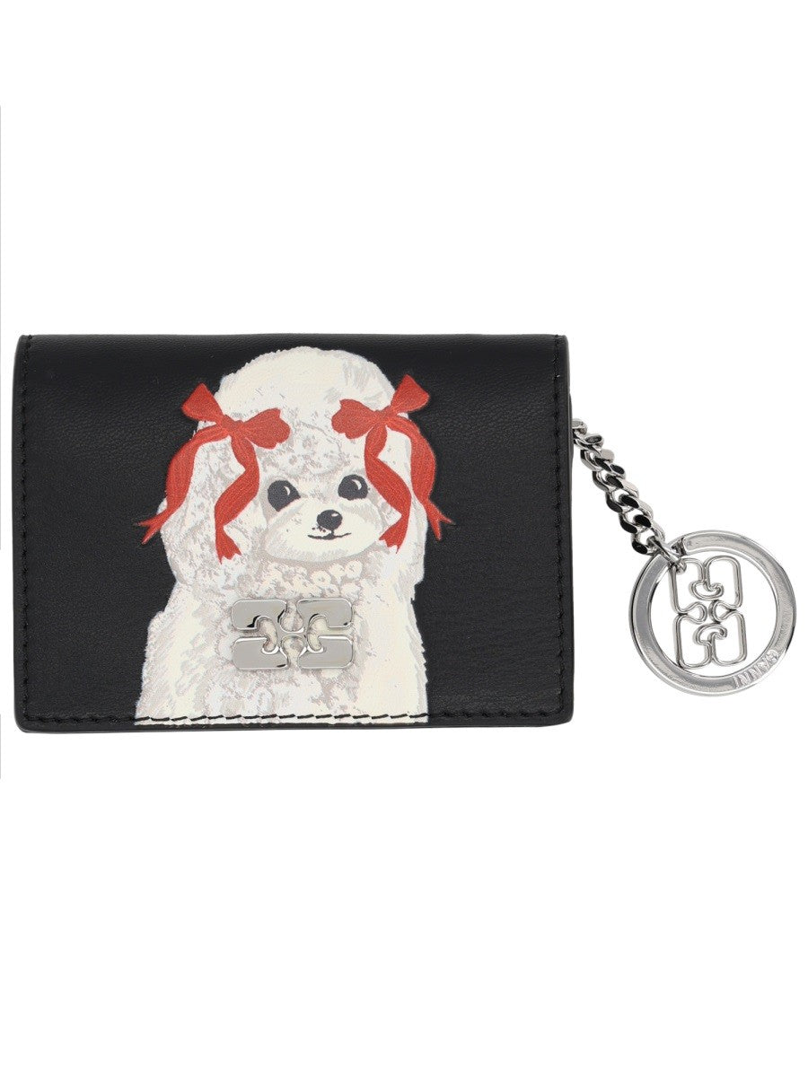 Ganni Women's Flap Puddle Card Holder Black