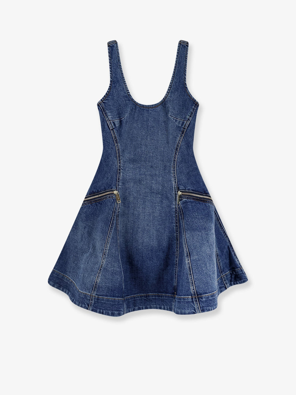 self-portrait Women's Flared Denim Mini Dress Blue