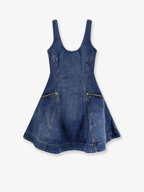 self-portrait Women's Flared Denim Mini Dress Blue
