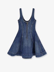 self-portrait Women's Flared Denim Mini Dress Blue