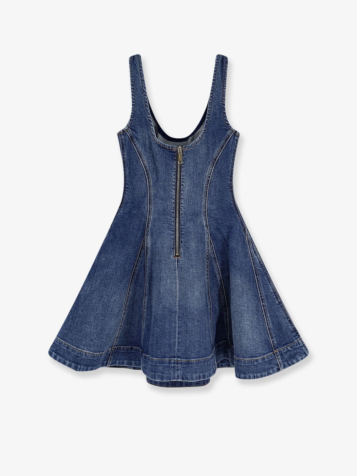 self-portrait Women's Flared Denim Mini Dress Blue