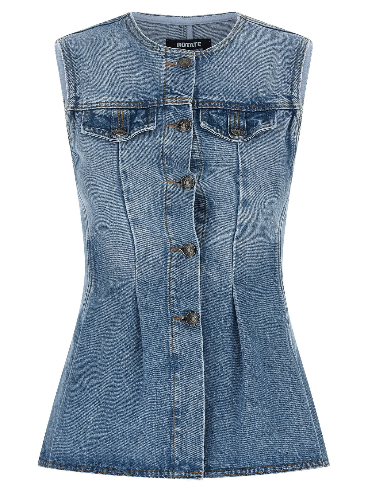 ROTATE Birger Christensen Flared Denim Top Blue