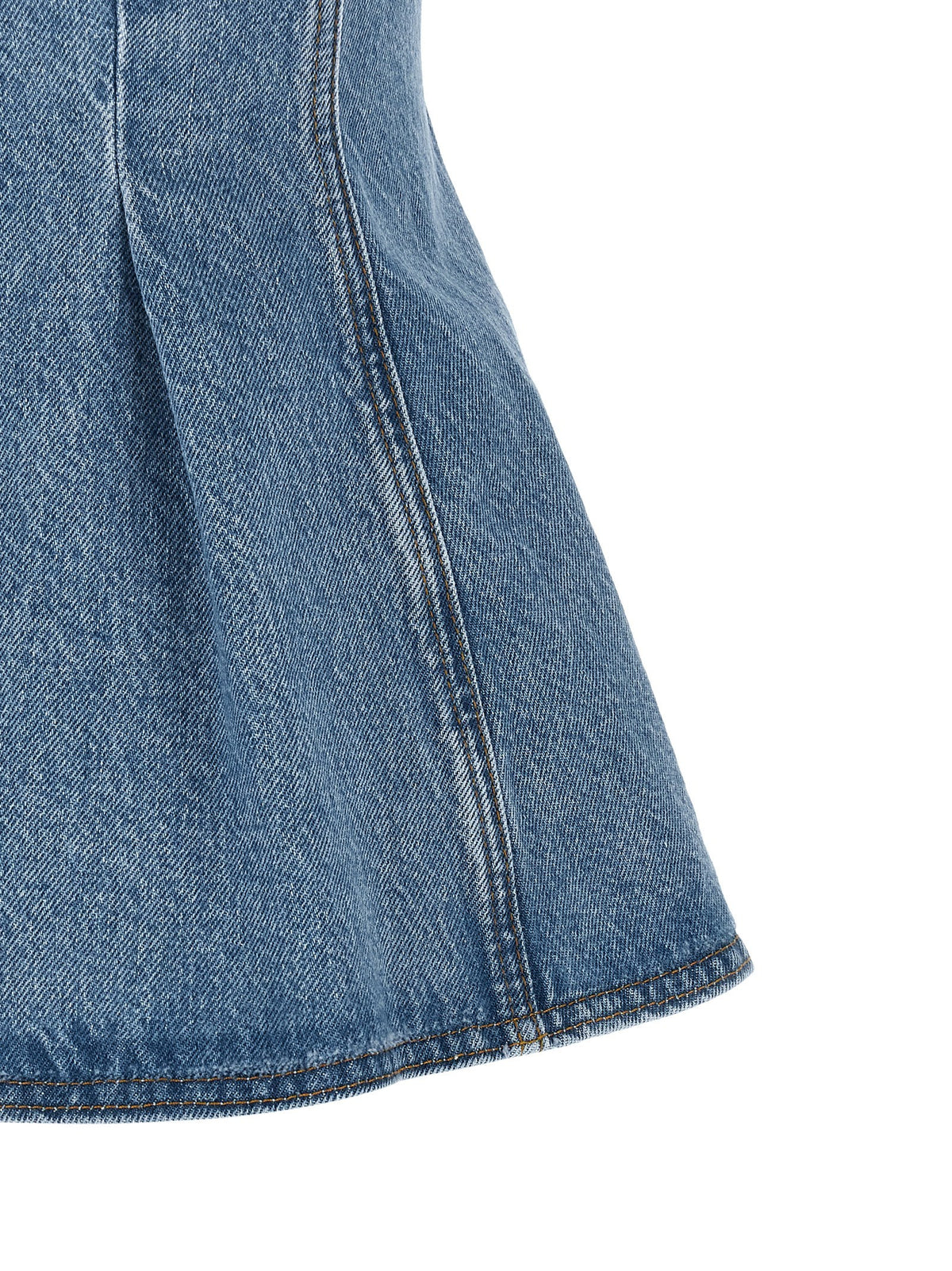 ROTATE Birger Christensen Flared Denim Top Blue, view 4