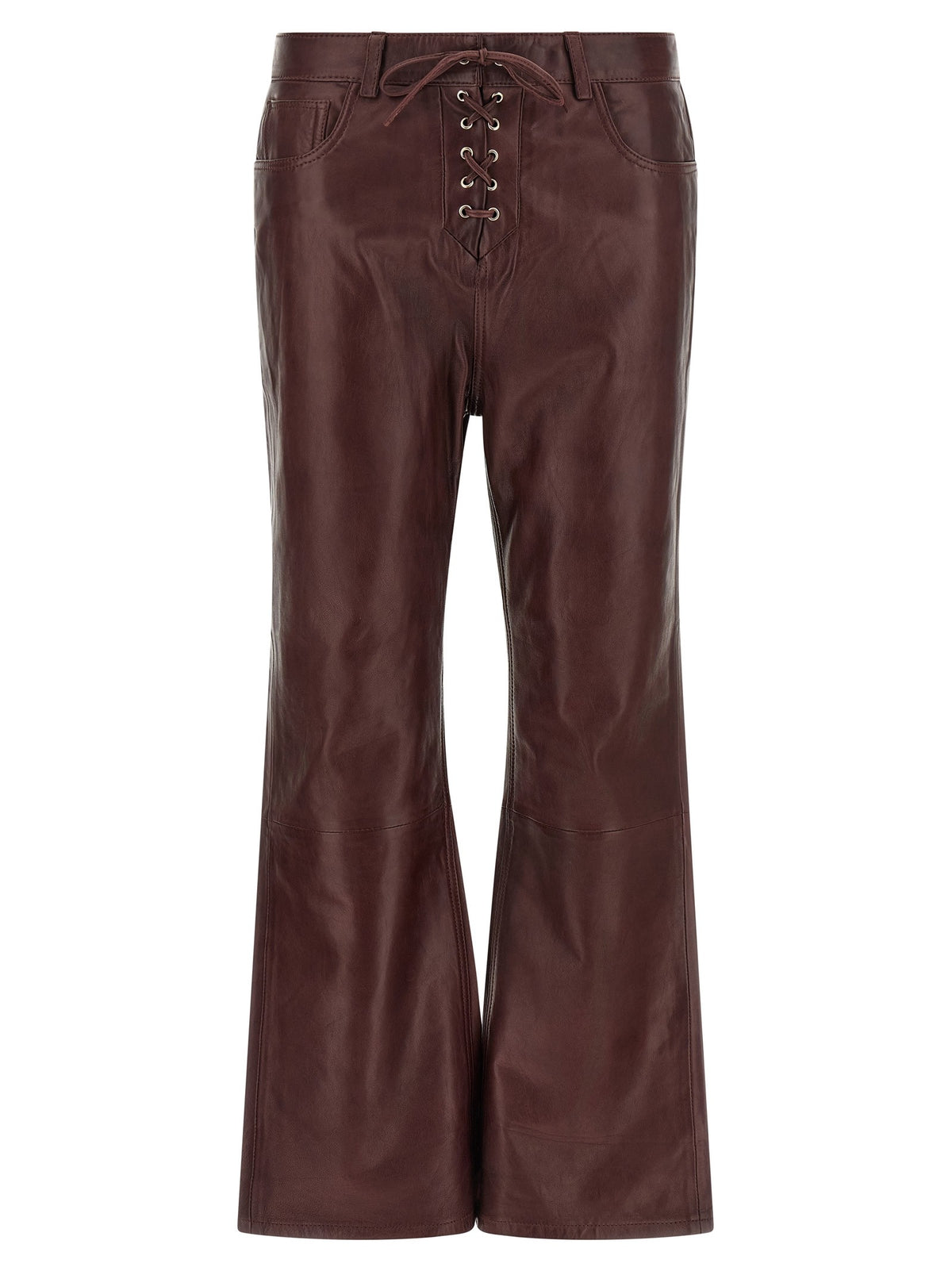 ROTATE Birger Christensen Flared Leather Effect Pants Red