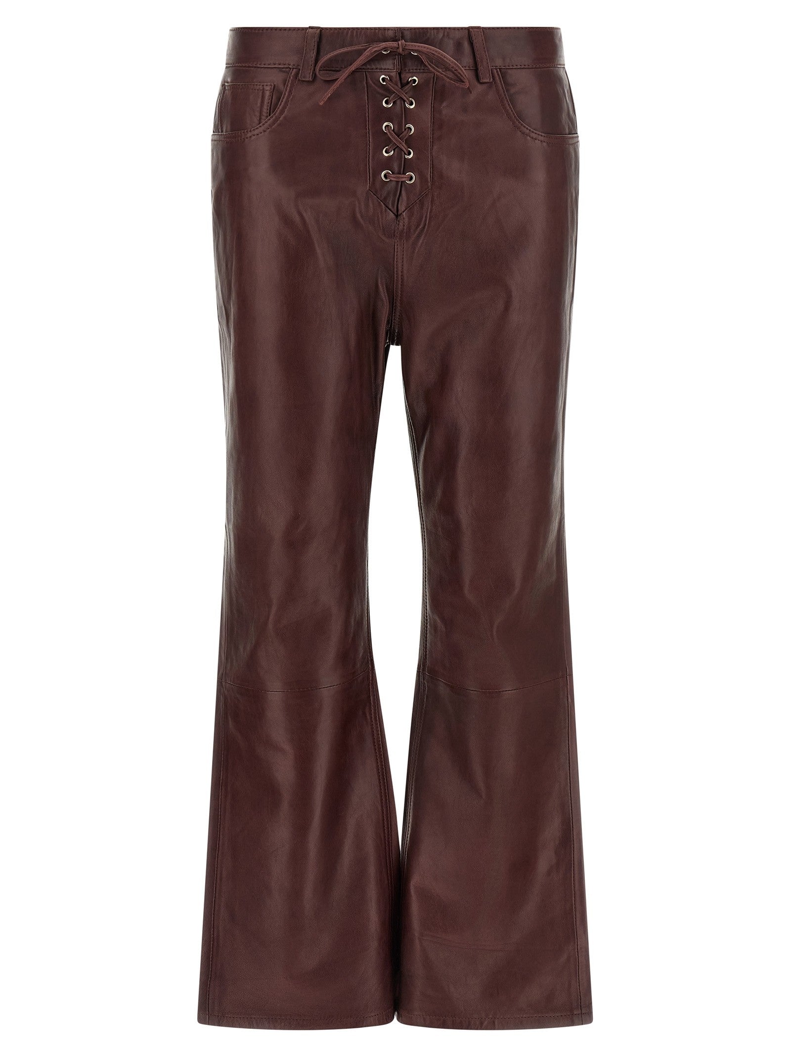 ROTATE Birger Christensen Flared Leather Effect Pants Red