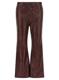 ROTATE Birger Christensen Flared Leather Effect Pants Red