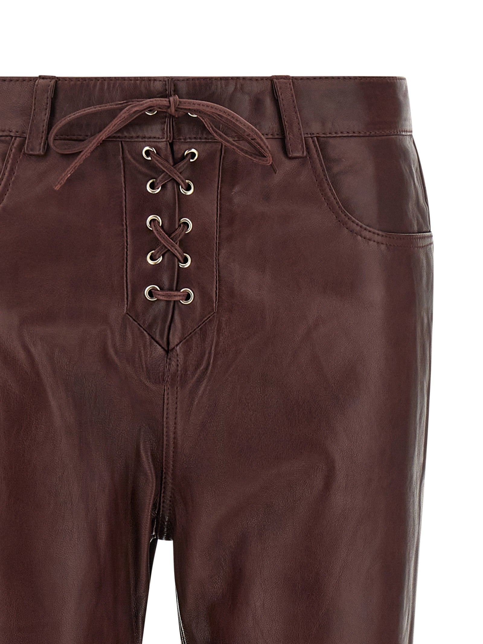 ROTATE Birger Christensen Flared Leather Effect Pants Red
