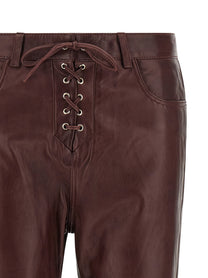 ROTATE Birger Christensen Flared Leather Effect Pants Red