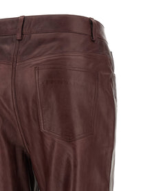 ROTATE Birger Christensen Flared Leather Effect Pants Red