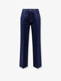 Tonywack Men's Flared Leg Cotton Jeans Blue