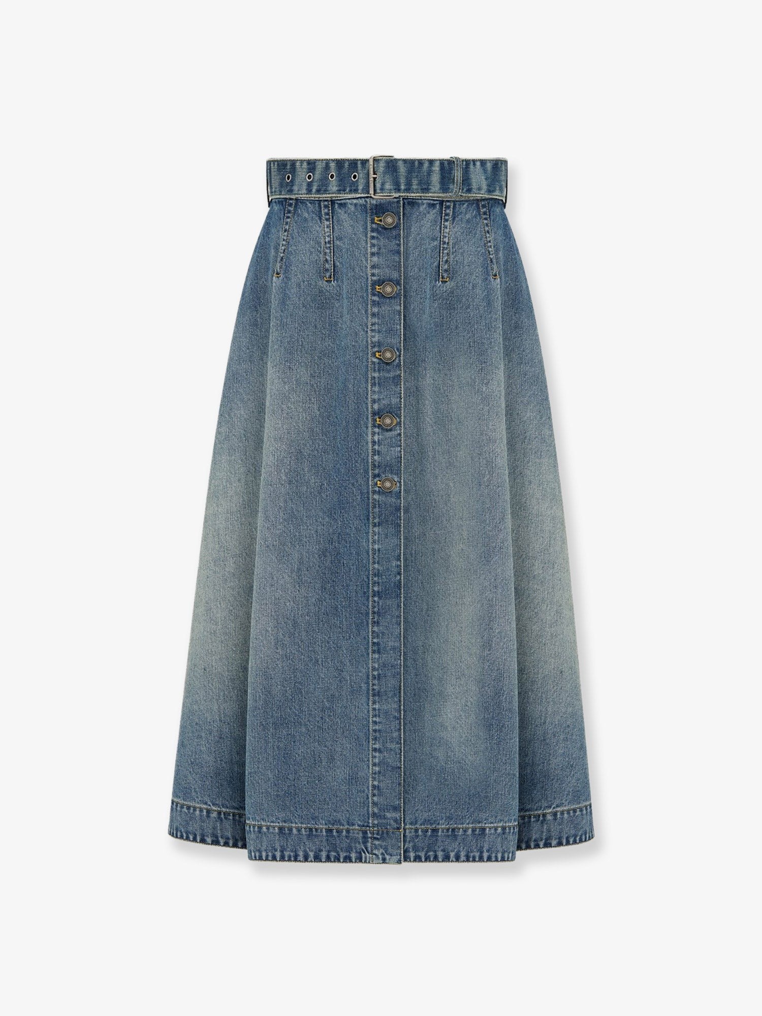 Dior Women's Flared Midi Denim Skirt Blue Dior