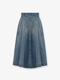Dior Women's Flared Midi Denim Skirt Blue Dior