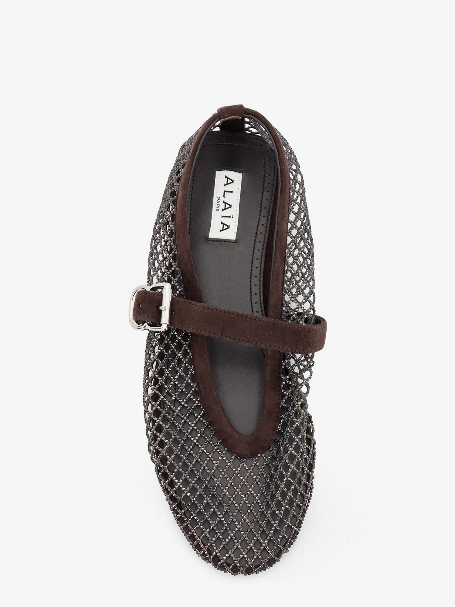 ALAÏA Women's Flat Mesh Ballet Flats Brown