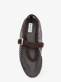 ALAÏA Women's Flat Mesh Ballet Flats Brown