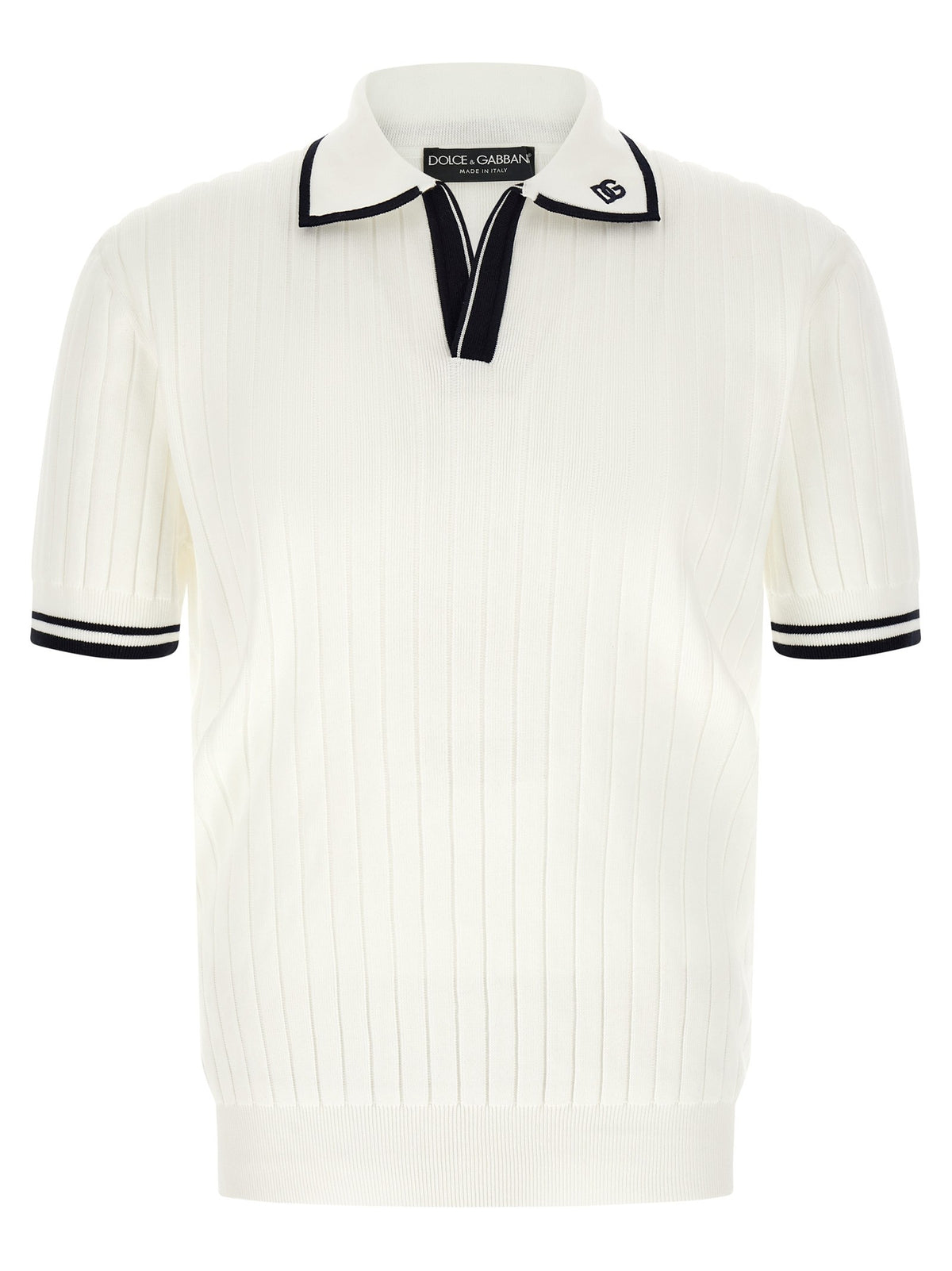 Dolce &amp; Gabbana Flat Ribbed Polo Shirt White