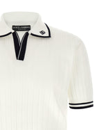 Dolce &amp; Gabbana Flat Ribbed Polo Shirt White, view 3