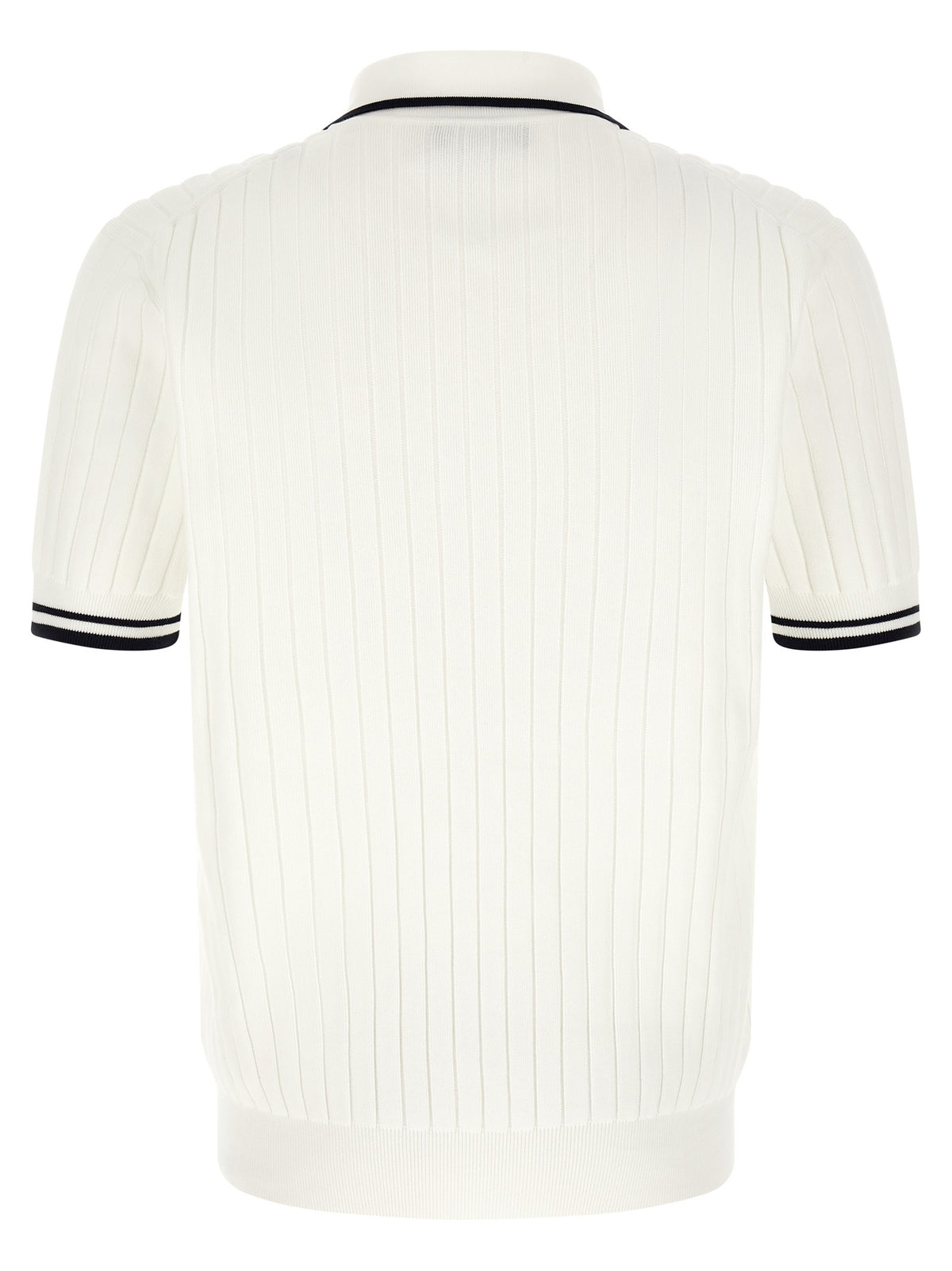 Dolce &amp; Gabbana Flat Ribbed Polo Shirt White, view 2