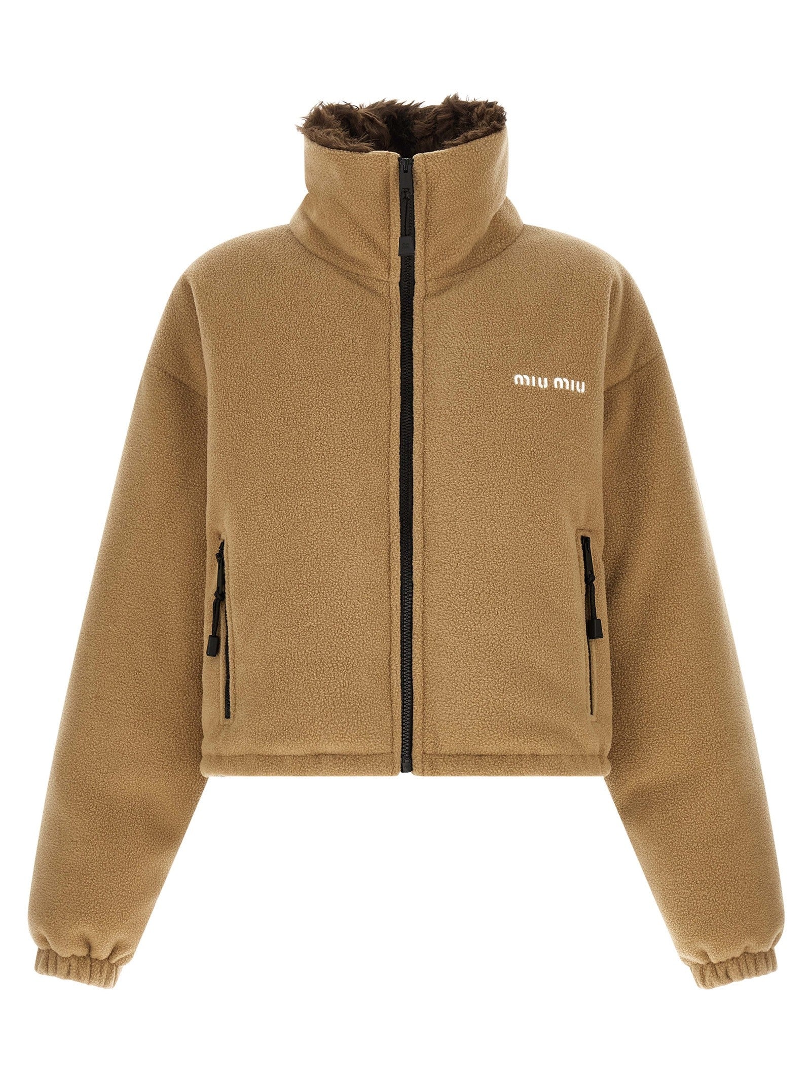 Miu Miu Fleece Down Jacket Beige