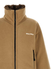 Miu Miu Fleece Down Jacket Beige