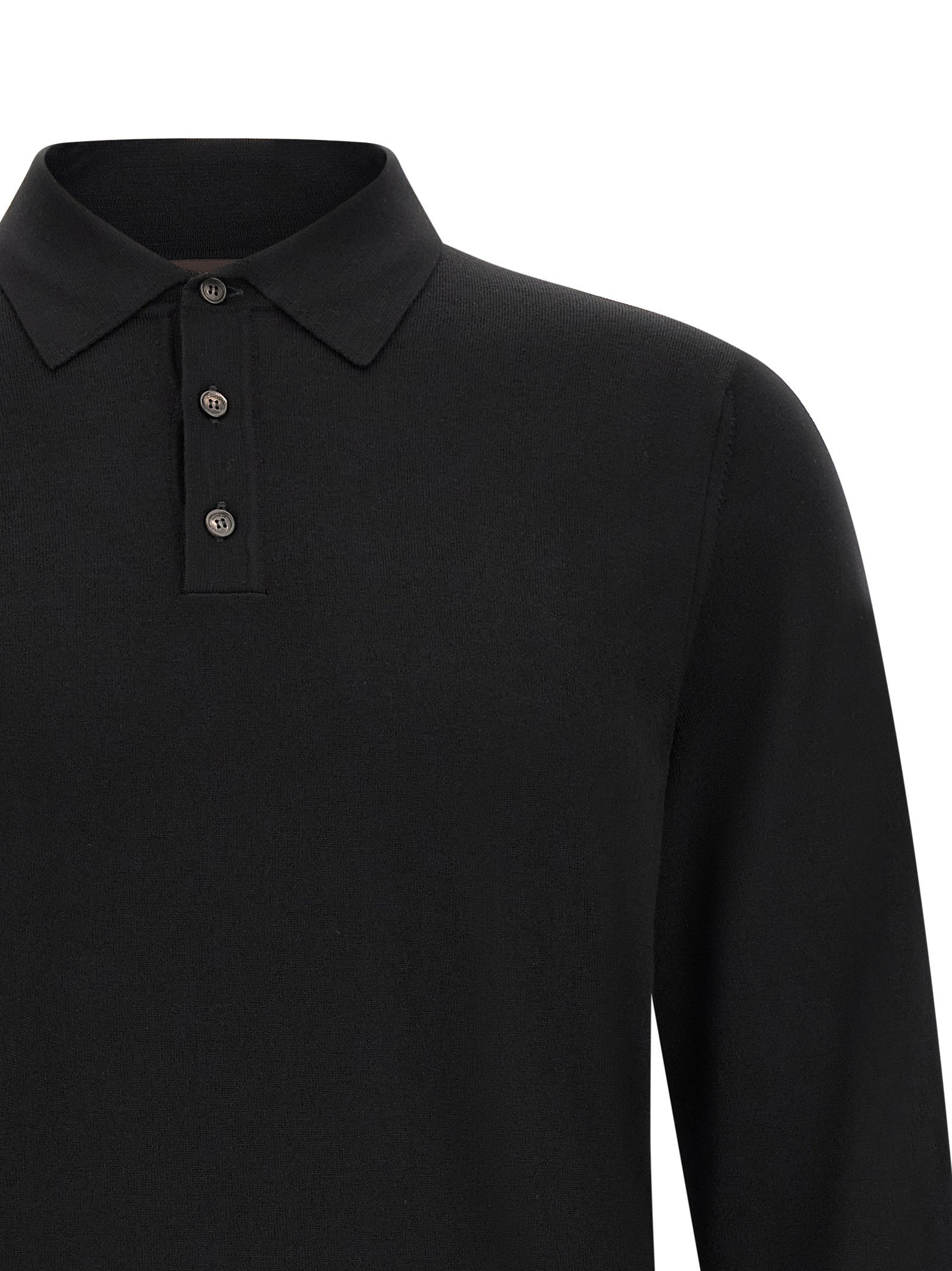 Zanone Flexwool Wool Polo Shirt Black