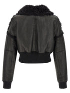 Rick Owens Flight Jkt Cropped Bomber Jacket Black, view 2