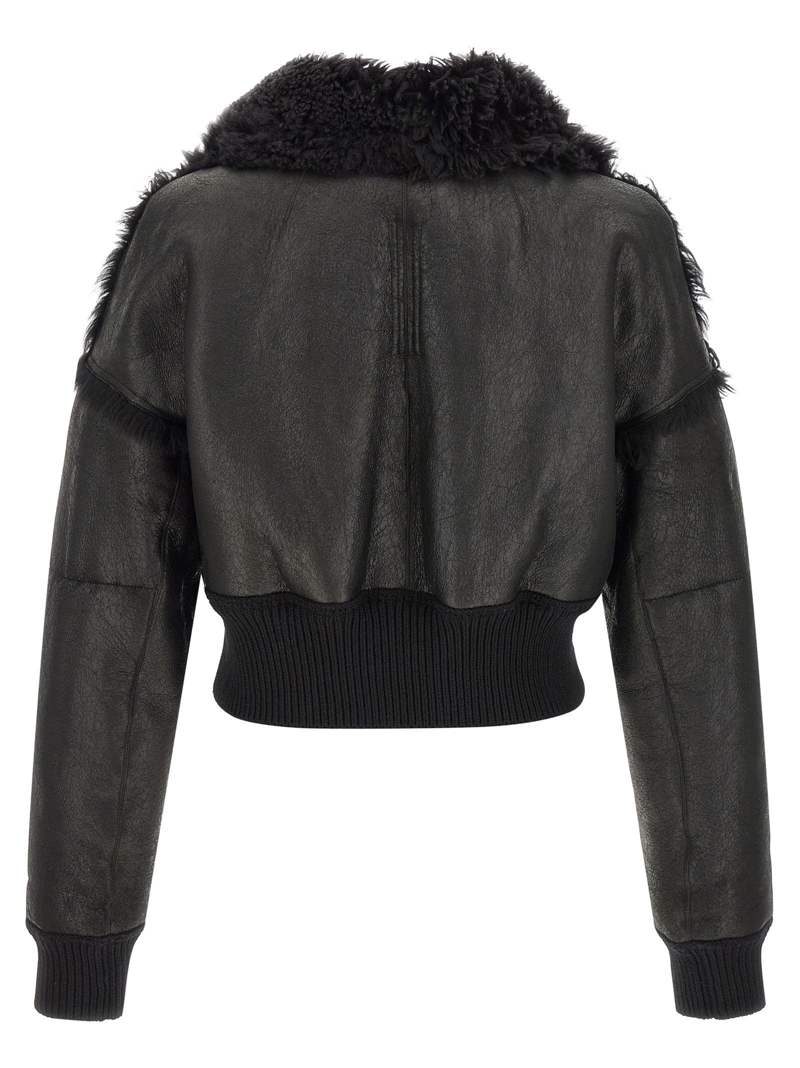 Rick Owens Flight Jkt Cropped Bomber Jacket Black