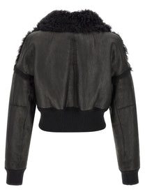 Rick Owens Flight Jkt Cropped Bomber Jacket Black