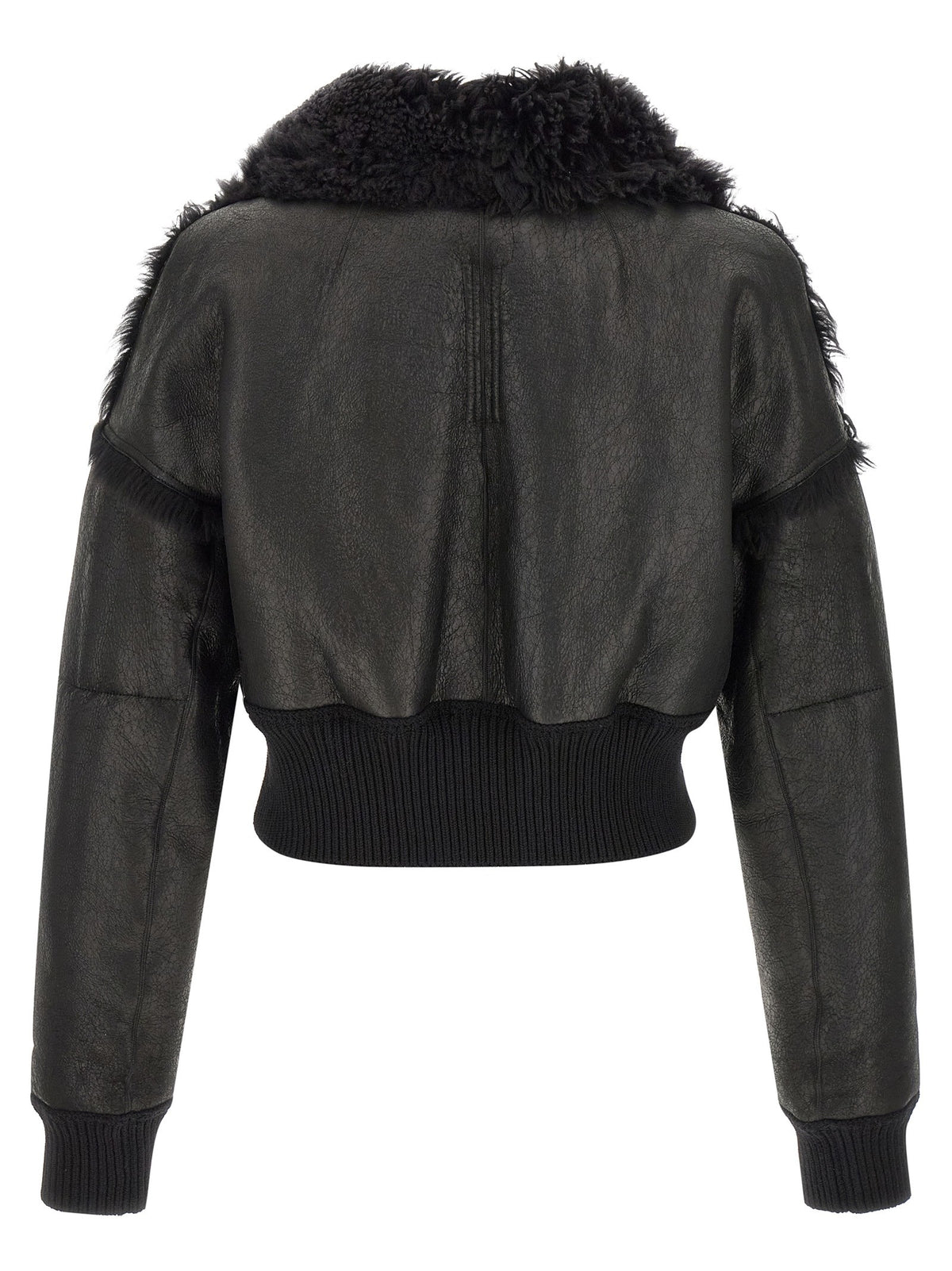 Rick Owens Flight Jkt Cropped Bomber Jacket Black, view 2