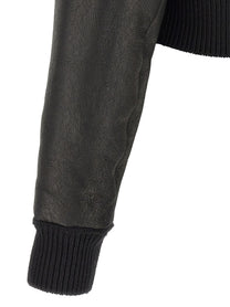 Rick Owens Flight Jkt Cropped Bomber Jacket Black