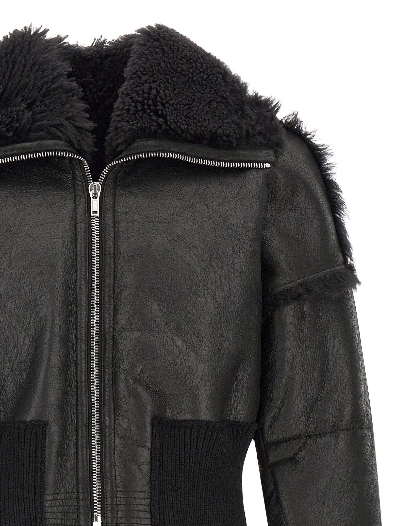 Rick Owens Flight Jkt Cropped Bomber Jacket Black
