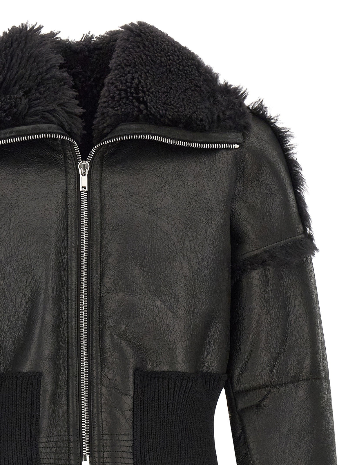 Rick Owens Flight Jkt Cropped Bomber Jacket Black, view 3