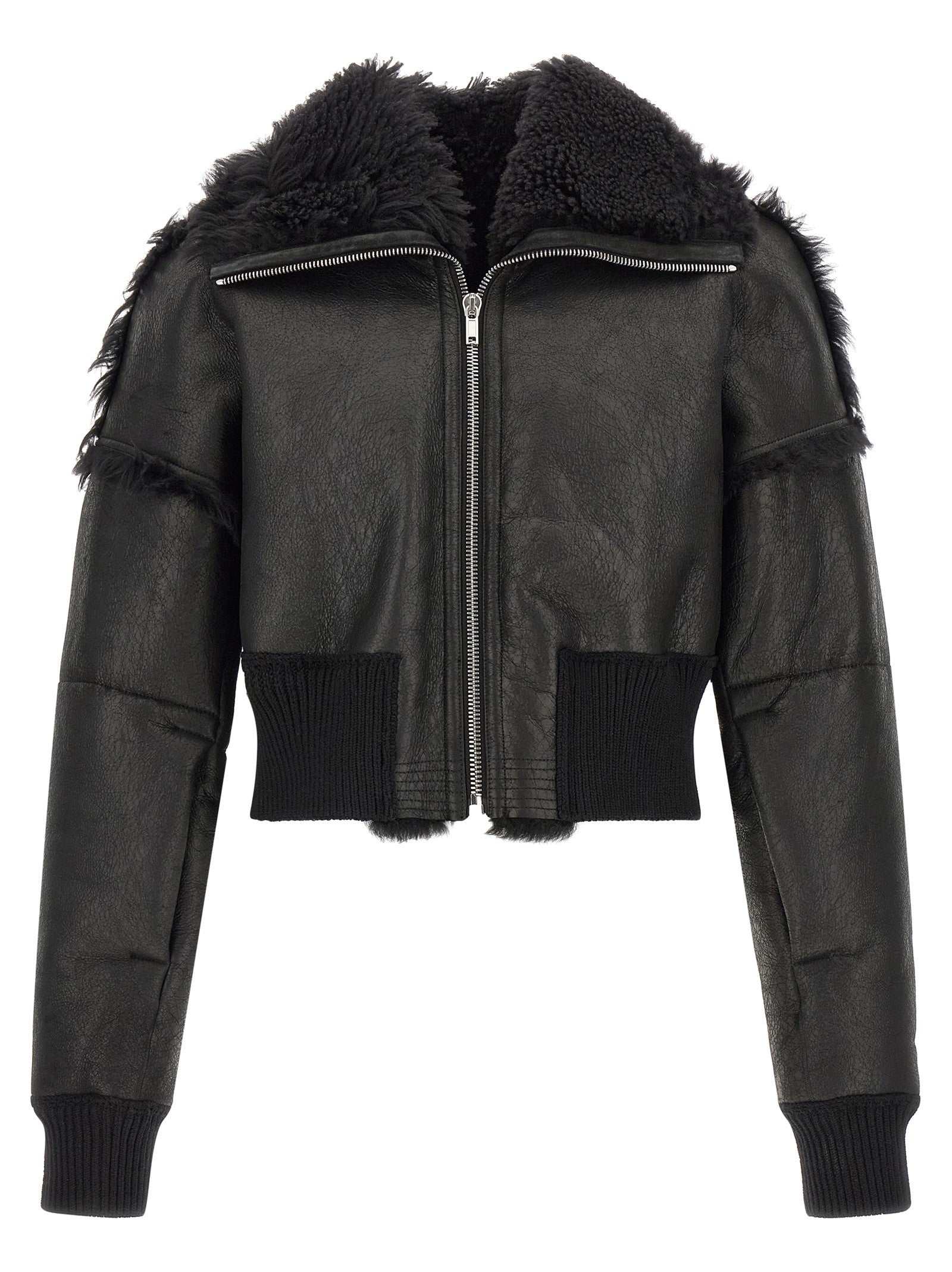 Rick Owens Flight Jkt Cropped Bomber Jacket Black