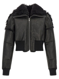 Rick Owens Flight Jkt Cropped Bomber Jacket Black